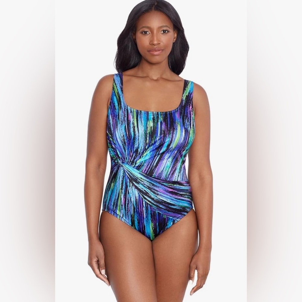 Women's Longitude NWT Swimwear Twist Drape Soft Cup Tank One Piece Swimsuit